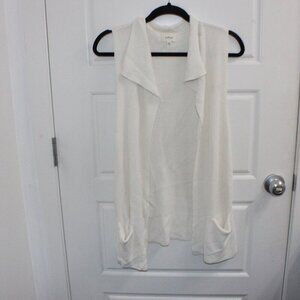Aritzia Wilfred Cream‎ Knit Sleeveless Open Cardigan Size Small